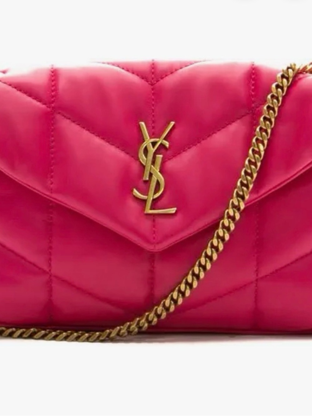 Yves Saint Laurent Hot Pink Quilted Leather Chain Crossbody